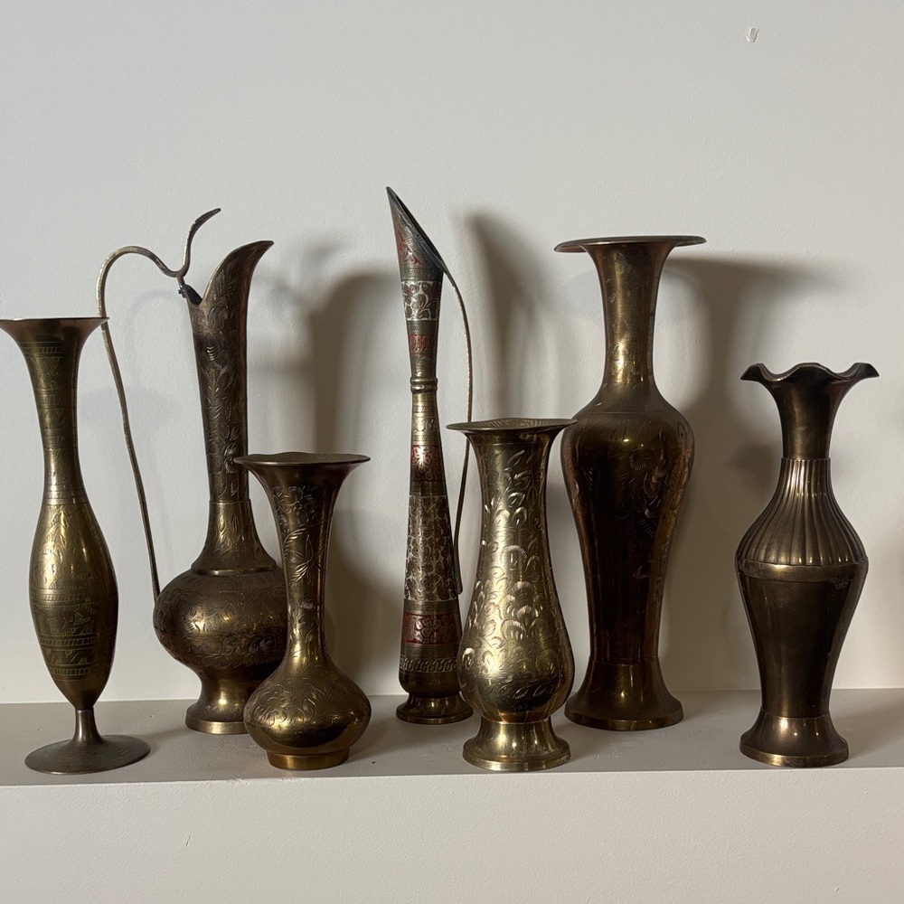 Vintage Brass Vase Set